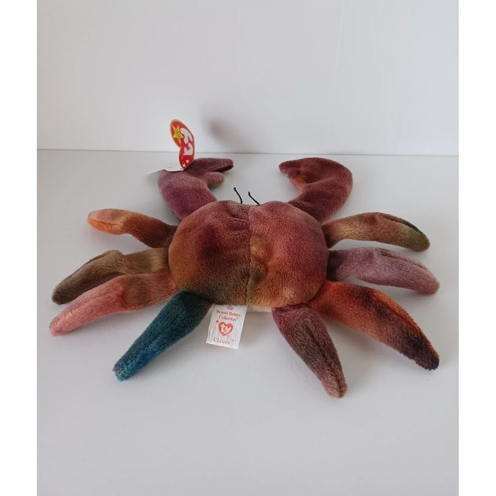 Vintage 90s Claude The Crab Ty Beanie Baby Plush Stuffed Animal Collectible Toy